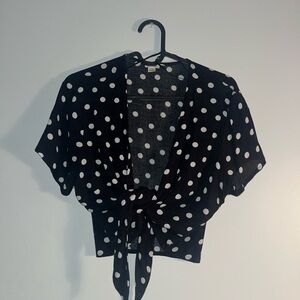 Polka Dot Tie Front Top